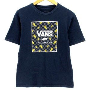 Vans T-Shirt Boys Black Faded Short Sleeve Crewneck Big Logo Front Size XL 14+
